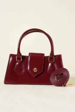 Alternative view of Magnetic Closure Handled Bag Burgundy