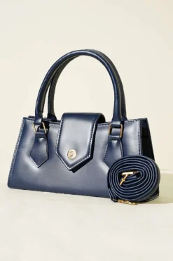 Magnetic Closure Handled Bag Navy Blue