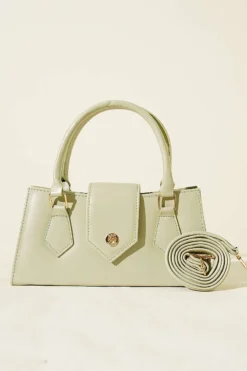 Alternative view of Magnetic Closure Handled Bag Aqua Green