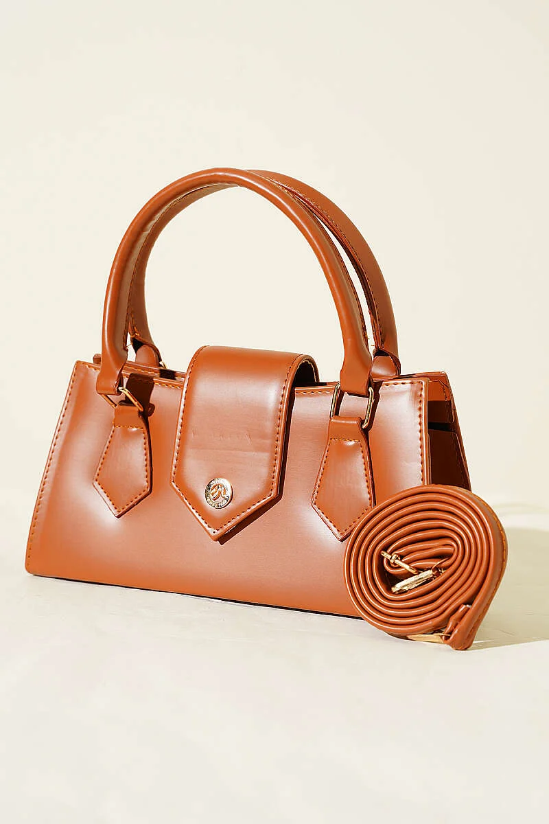 Magnetic Closure Handled Bag Tan