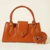 Magnetic Closure Handled Bag Tan - Image 2