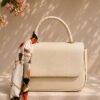 Magnetic Closure Handled Scarf Bag Cream