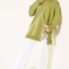 Ribbon Detail Crew Neck Tunic Greenery - Afbeelding 2