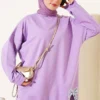 Ribbon Detail Crew Neck Tunic Lilac