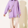 ⁦Ribbon Detail Crew Neck Tunic Lilac⁩ - الصورة ⁦2⁩
