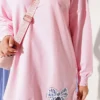 ⁦Ribbon Detail Crew Neck Tunic Pink⁩ - الصورة ⁦4⁩