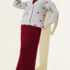 Ribbon-Embellished Knit Cardigan Grey – Image 2