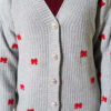 Ribbon-Embellished Knit Cardigan Grey – Image 4