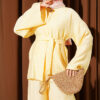 Belted Self-Patterned Two-Piece Set Golden - immagine 2