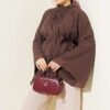 Belted Chiffon Batwing Sleeve Tunic Dark Brown