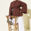 Belted Chiffon Batwing Sleeve Tunic Brown - Image 2