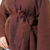 Belted Chiffon Batwing Sleeve Tunic Brown - Image 4