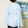 Belted Chiffon Batwing Sleeve Tunic Blue - Image 3