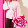 Belted Chiffon Batwing Sleeve Tunic Pink