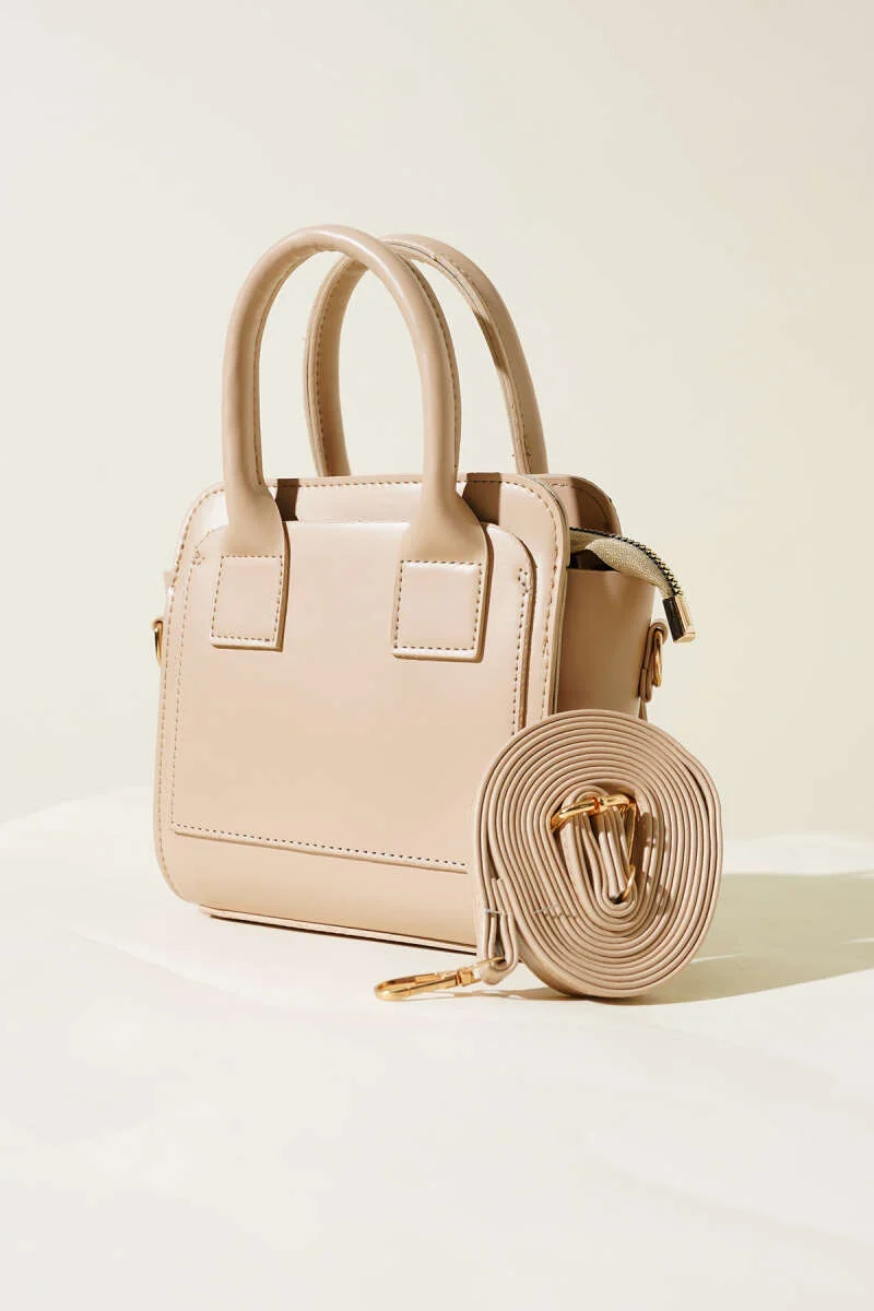 Box-Style Handbag Beige