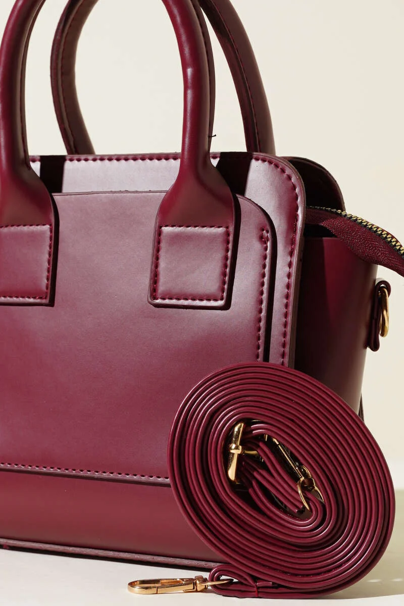 Box-Style Handbag Burgundy – Bild 3