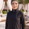 Leopard Trim Modest Swimwear Khaki - Image 2