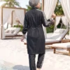 Leopard Trim Modest Swimwear Black - Image 4