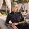 Leopard Trim Modest Swimsuit Green - Image 2