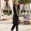 Leopard Trim Modest Swimsuit Green - Image 4
