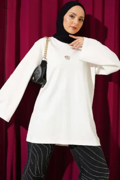 Lilyum Printed Basic Tunic Ecru