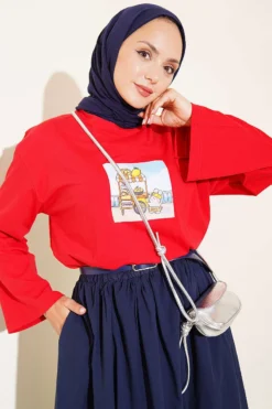Lemon Print French Terry Tunic Red