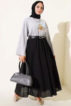 Vue alternative de Printed French Terry Tunic with Hem Edge Grey