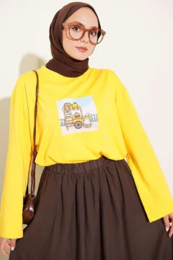 Lemon Print French Terry Tunic Yellow