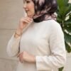 Lotus Flower Patterned Scarf Series Dark Brown