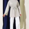 Wide Sleeve Tie Belt Tunic Grey - Imagen 2