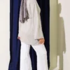 Wide Sleeve Tie Belt Tunic Grey - Imagen 3