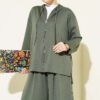 Loyşa Basic Zip-Up Hooded Two-Piece Set Khaki - Afbeelding 2