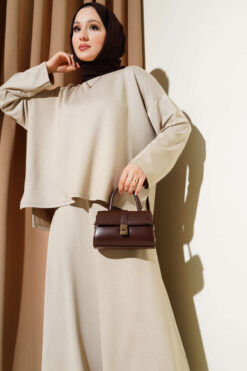 Alternative view of Loyşa Basic Tunic Skirt Set Beige