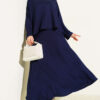 Belted Tunic with Buttons Long Two-Piece Set Navy Blue - Image 5