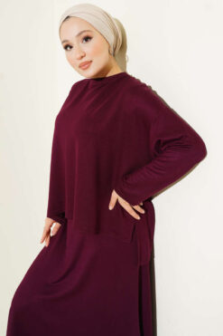Alternative view of Loyşa Basic Tunic Skirt Set Plum