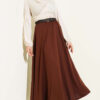 Loyşa Waist Elastic Belt Skirt Brown - Imagen 2
