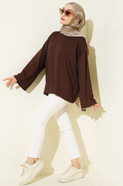 Alternative view of Low Shoulder Basic Tunic Brown
