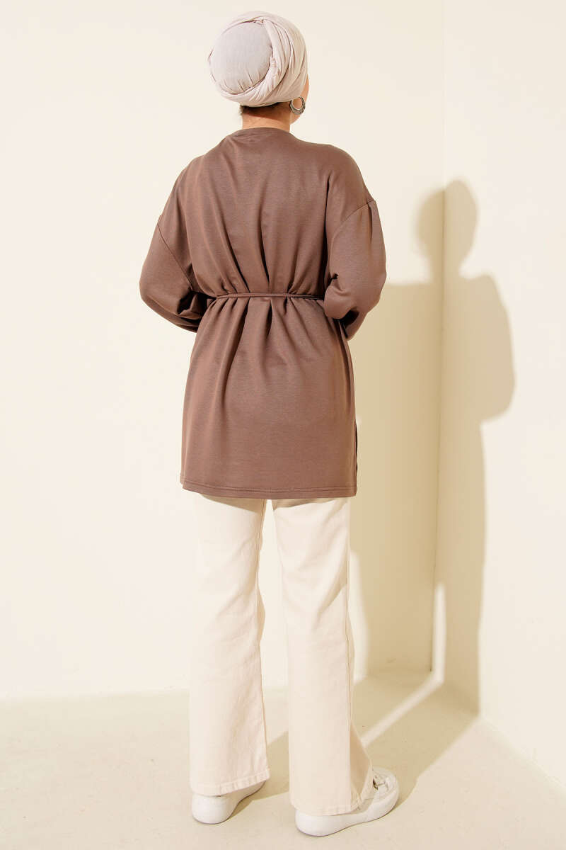 Side-Slit Belted Tunic Mink - immagine 3