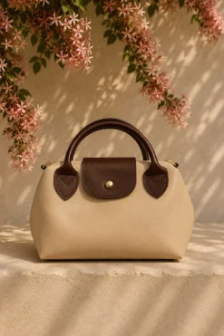 Magnetic Mini Women's Handbag with Decorative Accents Brown