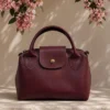 Magnetic Mini Women's Handbag with Decorative Accents Burgundy