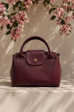 Magnetic Mini Women's Handbag with Decorative Accents Burgundy