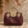 Magnetic Mini Women's Handbag with Decorative Accents Burgundy