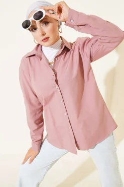 Cuffed Button Basic Shirt