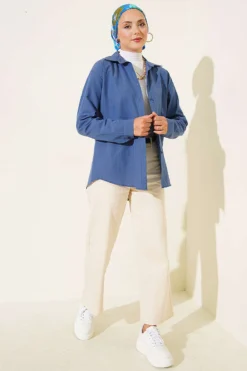 Alternatieve weergave van Cuffed Button Basic Shirt Indigo