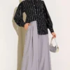 ⁦Cuffed Button Thin Striped Shirt Black⁩ - الصورة ⁦2⁩
