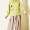 ⁦Cuff Button Jacquard Satin Shirt⁩ - الصورة ⁦2⁩