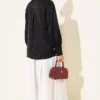 Cuff Button Jacquard Satin Shirt Black - Imagen 3