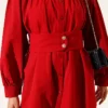 Cuff Buttoned Belted Shirt Red - Afbeelding 4
