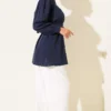 ⁦Cuff Buttoned Belted Shirt Navy Blue⁩ - الصورة ⁦3⁩