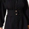 Cuff Buttoned Belted Shirt Black - Image 4